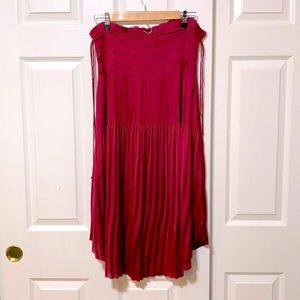 Rachel Zoe rose petal red midi pleated skirt